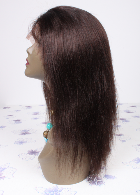 12inch color2 Brazilian hair natural straight lace front wig