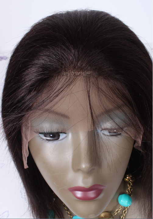 10inch color1B Malaysian hair straight lace front wig