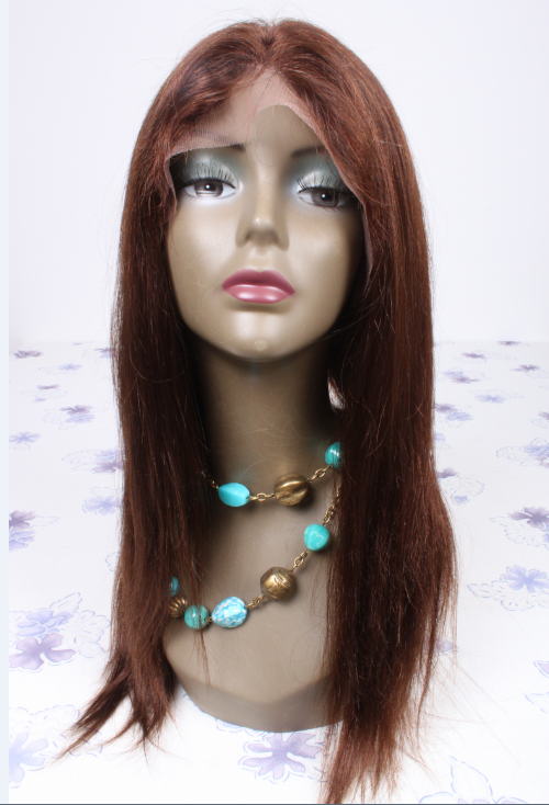 16inch color3 Peruvian hair straight lace front wig