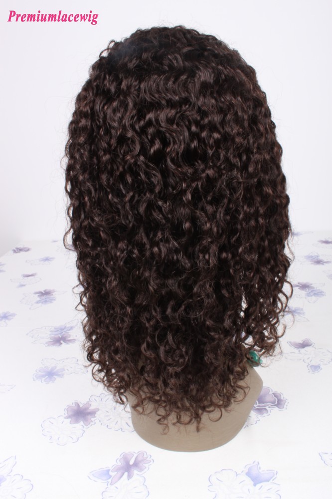 16inch color2 Mongolian hair curly lace front wig