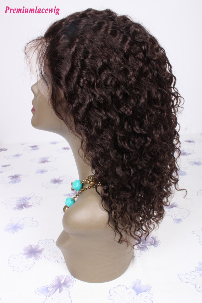 16inch color2 Mongolian hair curly lace front wig