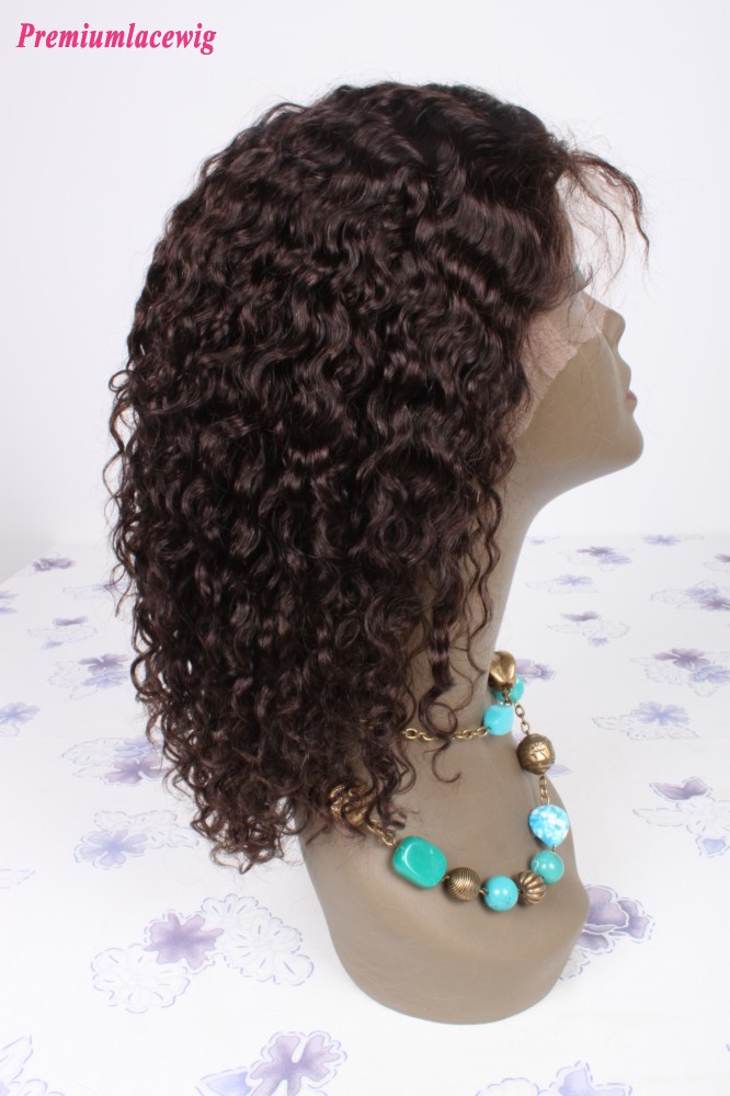 16inch color2 Mongolian hair curly lace front wig