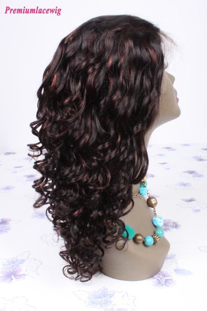 18inch color1B highlight#33 Mongolian hair curly lace front wig