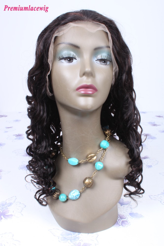18inch color1B highlight#33 Mongolian hair curly lace front wig