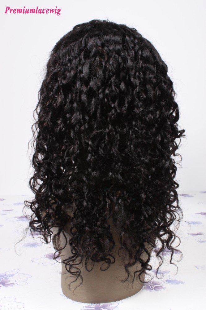 18inch natural color Brazilian hair waterwave lace front wig
