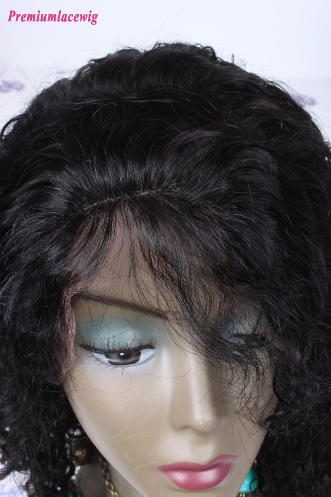 18inch natural color Brazilian hair waterwave lace front wig