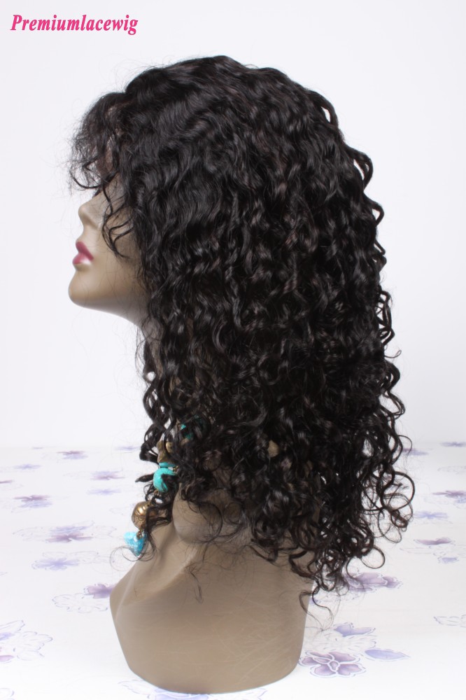 18inch natural color Brazilian hair waterwave lace front wig