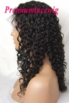 16inch natral color Brazilian hair waterwave lace front wig