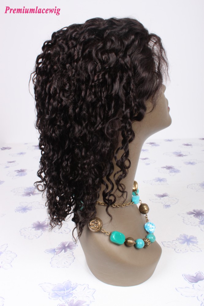 12inch natural color Brazilian hair curly lace front wig