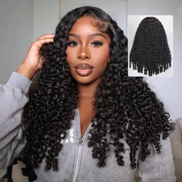 Burmese Curly Half Wig Flip Over Wig Easy and Quick Install For Beginner