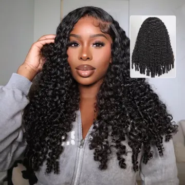 Burmese Curly Half Wig Flip Over Wig Easy and Quick Install For Beginner