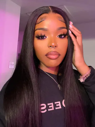 Peruvian lace front wig straight hair 20inch